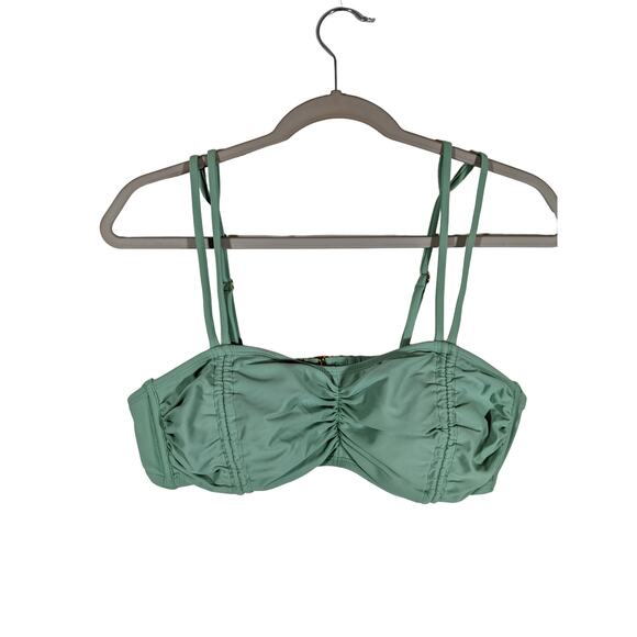 Xhilaration Bikini Top Ruched Bralette Light Green Large Strappy Swimsuit Junior - Picture 1 of 7